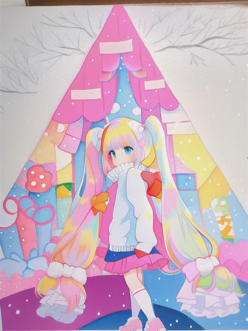 ひええええかわいすぎる……髪にフリルの案、めちゃくちゃ良いな #meitu #AIイラスト 