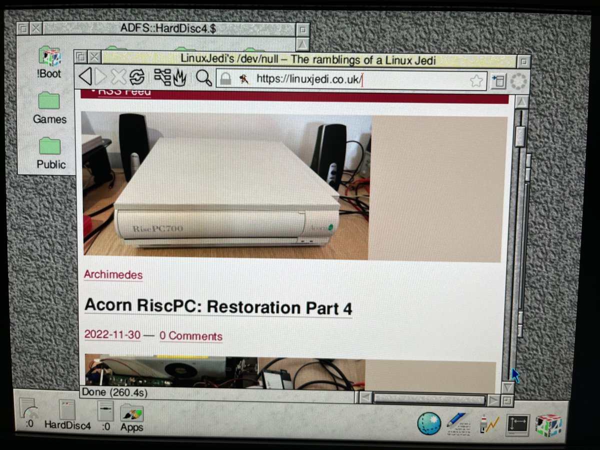 LinuxJedi's tweet image. Sod the metaverse, this is my kind of meta. The circa 1995 RiscPC I’m restoring loading the website where I’m blogging about it being restored!
#Acorn #RiscPC