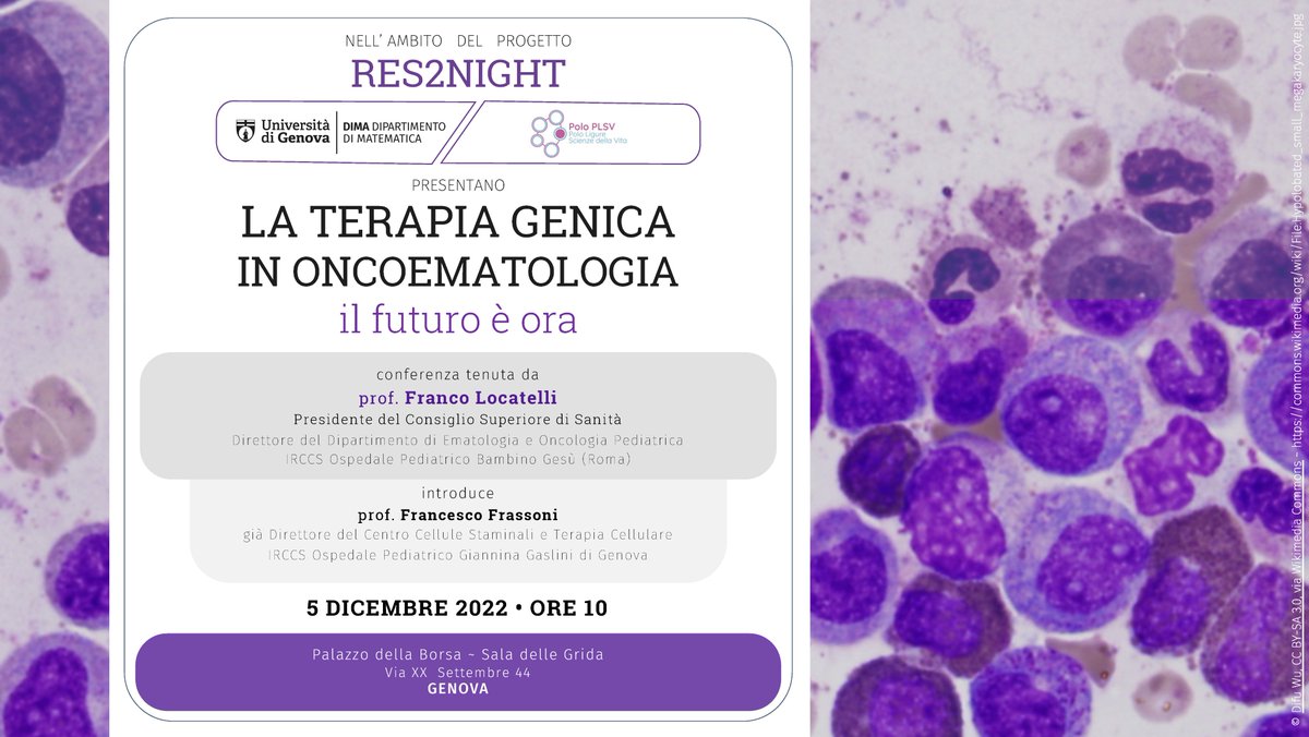 MIDA group (@mida_group) on Twitter photo Lunedì 5 Dicembre 2022 a #Genova il DIMA | Dipartimento di Matematica <a href="/UniGenova/">Università di Genova</a> presenta la conferenza tenuta dal prof. #FrancoLocatelli, Presidente del Consiglio Superiore di Sanità, "LA TERAPIA GENICA IN ONCOEMATOLOGIA, il futuro è ora" <a href="/bambinogesu/">Bambino Gesù</a> mida.unige.it/RES2NIGHT_loca… Lunedì 5 Dicembre 2022 a #Genova il DIMA | Dipartimento di Matematica <a href="/UniGenova/">Università di Genova</a> presenta la conferenza tenuta dal prof. #FrancoLocatelli, Presidente del Consiglio Superiore di Sanità, "LA TERAPIA GENICA IN ONCOEMATOLOGIA, il futuro è ora" <a href="/bambinogesu/">Bambino Gesù</a> mida.unige.it/RES2NIGHT_loca…