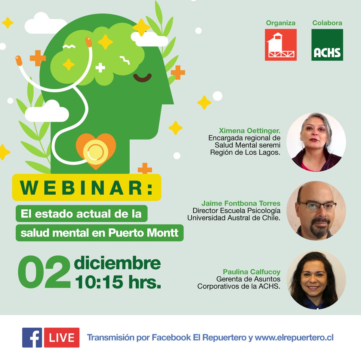 elrepuertero's tweet photo. ¡Recuerda acompañarnos en un nuevo webinar hoy viernes 2 de diciembre a las 10.15 hrs! Ahí conoceremos “el estado actual de la salud mental en Puerto Montt” y herramientas para mejorar nuestra calidad de vida. Acompáñanos en este link: https://t.co/hSCmKrDQo6 https://t.co/Ym5d8PHLw6