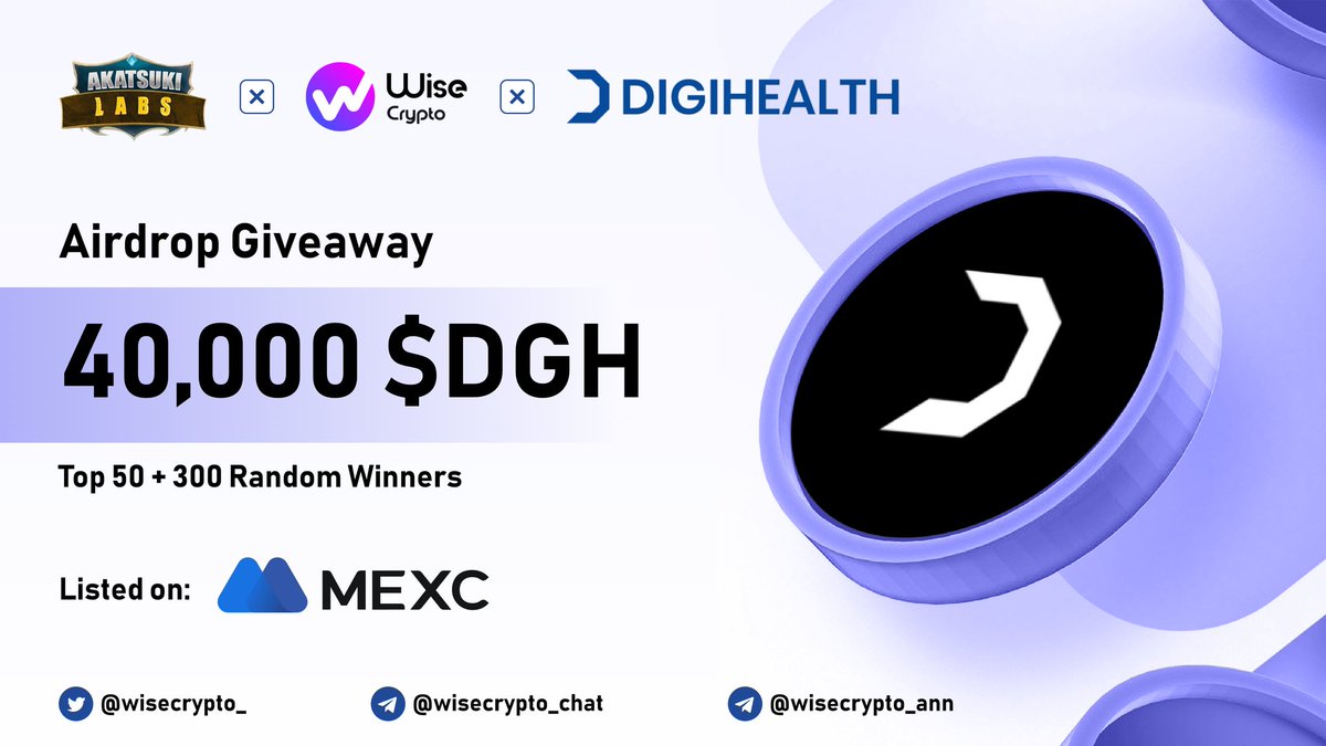 AkatsukiLabs's tweet photo. 🥳 Akatsuki Labs X Wise Crypto X Digipharm Giveaway

🏆Prize Pool - 40,000 $DGH

To Enter
✅ Follow @WiseCrypto_ &amp; @DigipharmTeam &amp; @AkatsukiLabs
✅ ❤️ RT &amp; Tag Friends
✅ Complete task on https://t.co/C9ZdRINSfX…

#Airdrop #DGH #Giveaway #IDO #Crypto #NFT https://t.co/hd6QgiKrwu