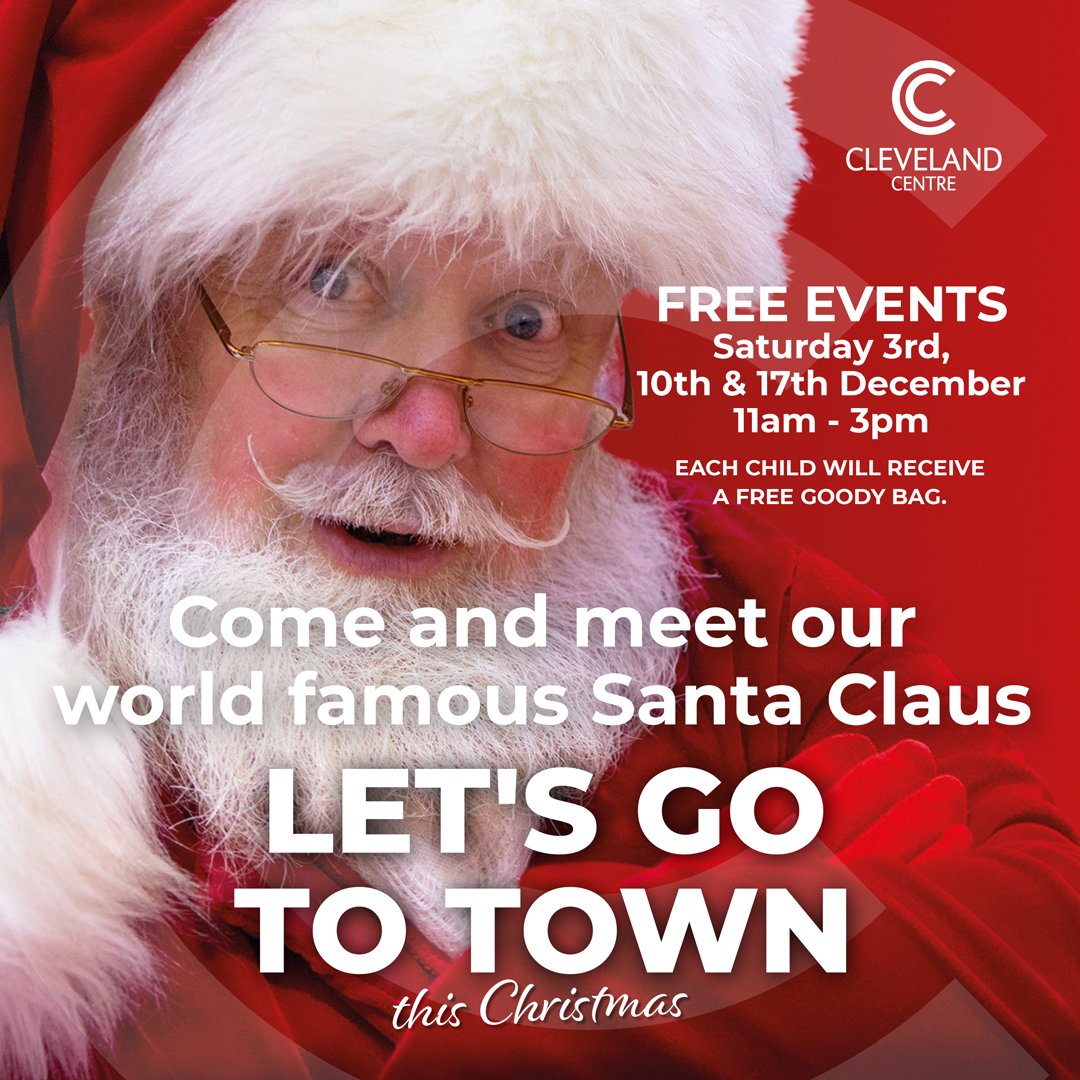 ClevelandCentre's tweet photo. Ho Ho Ho....Santa will be back in the Cleveland Centre tomorrow, Saturday 3rd December 11am-3pm.
Please note we will be monitoring the queue and may have to close early if it's busy.
Let's Go To Town this Christmas.
#Middlesbrough #Santa #LetsGoToTown
@R2GTeesDurham @BBCTees https://t.co/Gk3MSX0UgH