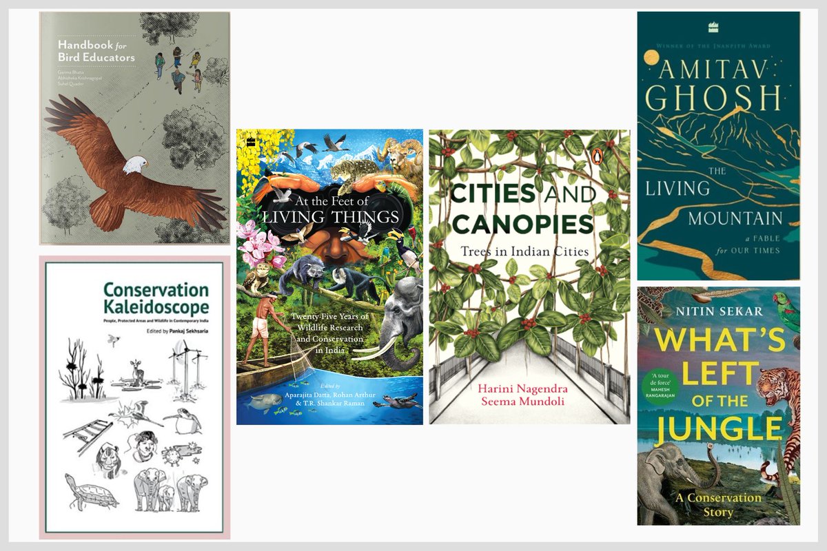 1/7 - Six books that will help you understand India’s wildlife, its conservation journeys and lesser known aspects about the country's sprawling landscapes and urban ecology. 🧵