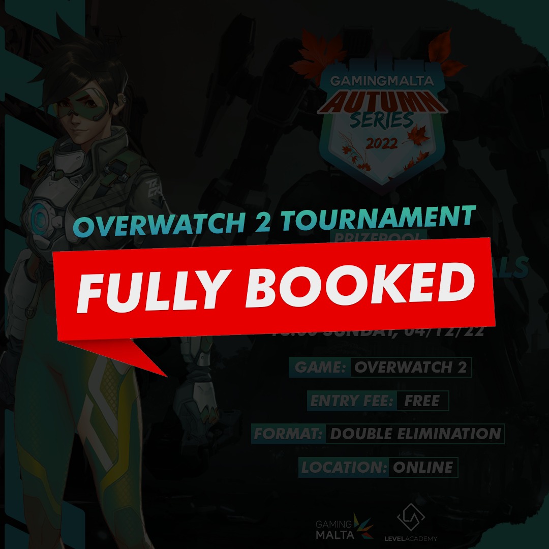 🚨FULLY BOOKED🚨

The Overwatch 2 Tournament from the @GamingMalta Autumn Series is now fully booked. ✅

You can now sign up for the waiting list to be kept first in line for the next one. ⏭️

Thanks to the community for your interest and support from the start of the series!🙌