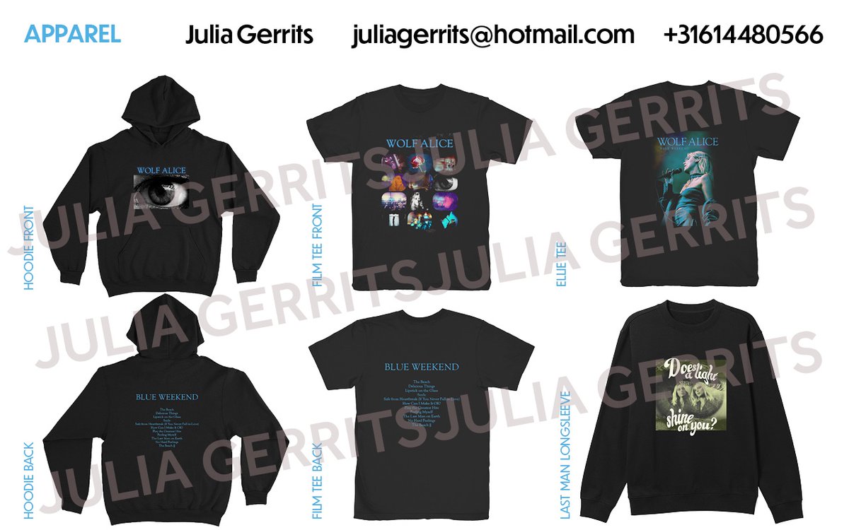 julia_gerrits's tweet photo. @gherkinrowsell Hi! I made Blue Weekend merch designs and would like to know what everyone thinks of them! Could you maybe share this tweet? (I showed the band my designs and they really liked them 😇 ) https://t.co/cxnF3w9Ec8