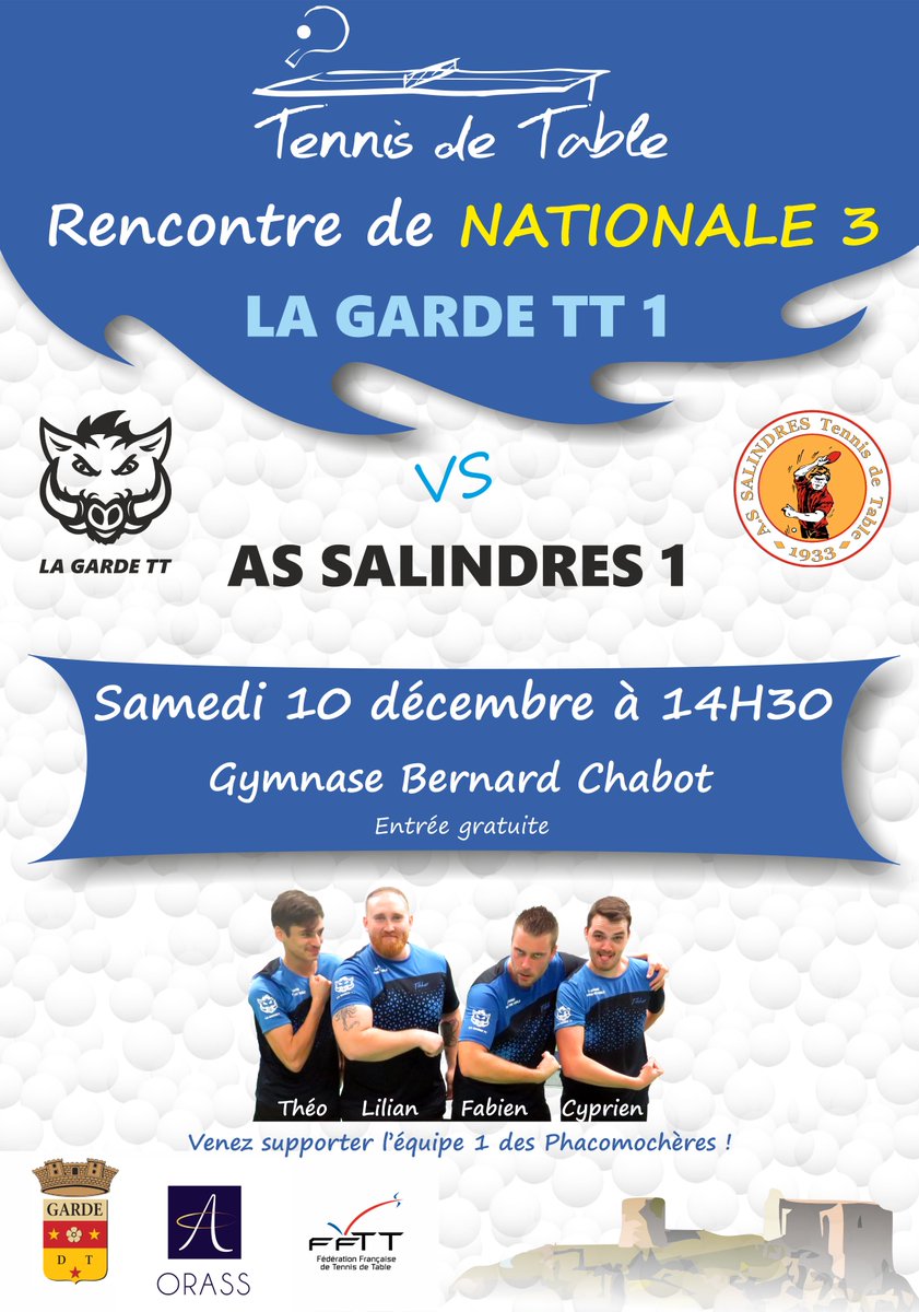 La Garde Tennis de Table (@lagarde_tt) on Twitter photo Dernier match de la phase 1 des Phacomochères contre le leader invaincu ! Gros match en perspective, match à 14h30 !!!
Venez nombreux les supporter.
Dans la deuxième salle les jeunes affrontent sainte maxime !
#tennisdetable <a href="/lagarde83130/">Ville de La Garde</a> #tabletennis #pingpong #championnat Dernier match de la phase 1 des Phacomochères contre le leader invaincu ! Gros match en perspective, match à 14h30 !!!
Venez nombreux les supporter.
Dans la deuxième salle les jeunes affrontent sainte maxime !
#tennisdetable <a href="/lagarde83130/">Ville de La Garde</a> #tabletennis #pingpong #championnat