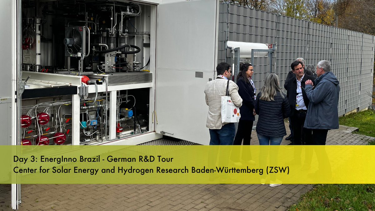ResearchGermany's tweet photo. Going to the south of Germany, the Brazilian delegation of #EnergInno visited the @ZSW_BW. Here they gained insights into the #FuelCell test field, #HydrogenRefuelingStation and #FuelCellStack production. Have a look at all the stops of the #GermanRDTour: https://t.co/un9c6qn0Yd https://t.co/9juapExA0X