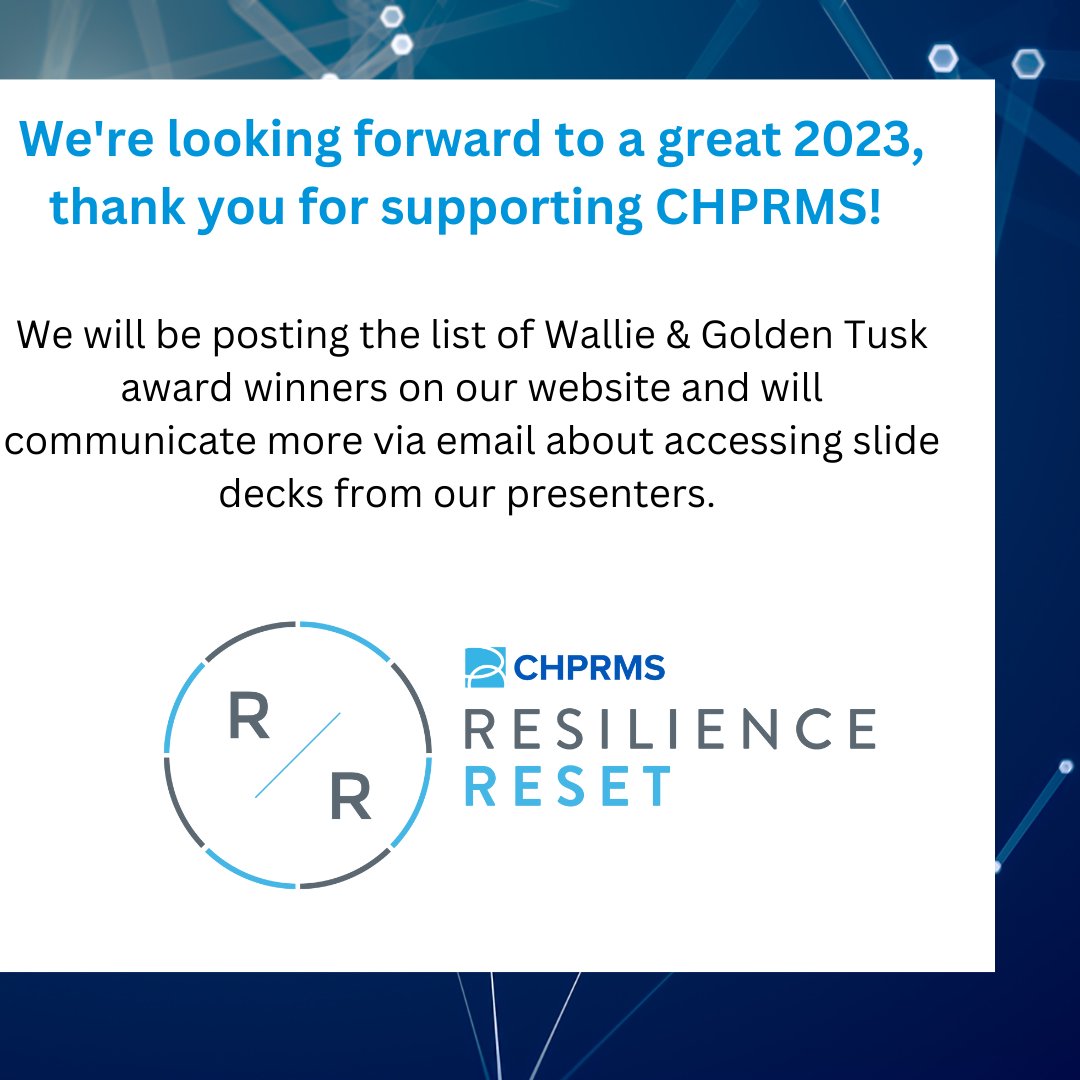 CHPRMS's tweet photo. What a week! Thank you for attending our annual conference. #CHPRMS22 https://t.co/loZ2Mxe7SF
