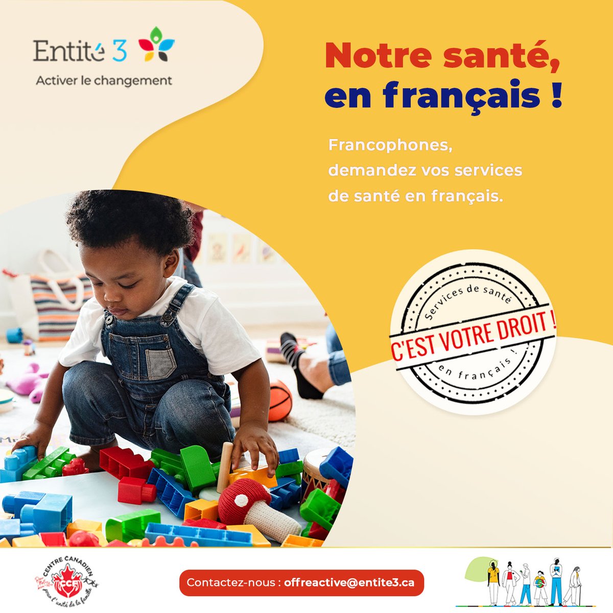 Entite3sante's tweet photo. Notre santé en français!
Francophone, demandez votre service de santé en français pour nos enfants.
Plus d'informations, visitez notre site web https://t.co/49oes8XFYt
#grandtoronto @camhfoundation  #santefrancais #santé https://t.co/c37PmeefU1