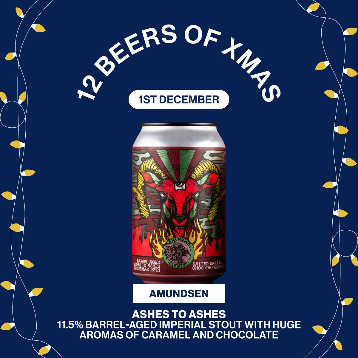 You didn't think we'd forget about the 12 Beers of Christmas, did you? Don't worry, BrewDog North Street has got you covered:

In at number 1 we have Amundsen's Barrel-Aged Ashes To Ashes. A 10.5% salted caramel and chocolate chip cookie imperial stout! 

#brewdog #12beersofxmas