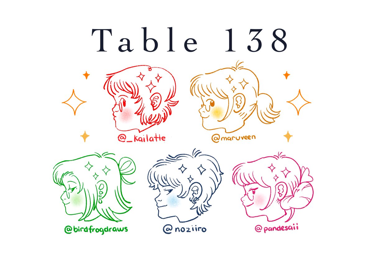 Hello! I'll be tabling with the very cool @_kailatte, @maruveen, @noziiro and @pandesaii at Paskomiket! Find us Here! 