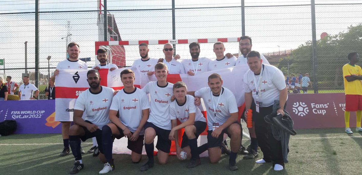 HcafcHarry's tweet photo. Fans cup 2022, Managed to win our group however lost to the Netherlands in the round of 16, it’s a shame we got knocked out, but a great experience overall 🏴 #fanscup #qatar2022 #england https://t.co/INe8QNXPJv