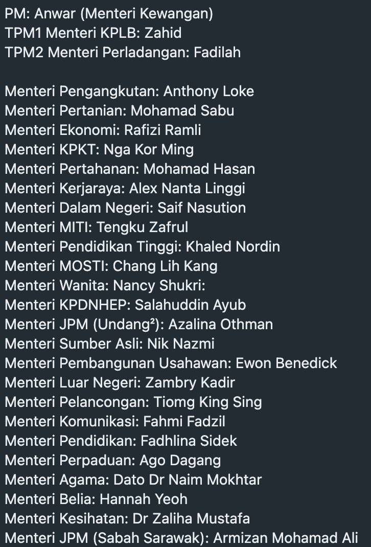 Tan Keng Liang (@tankengliang) on Twitter photo Adakah anda berpuas hati dengan Menteri Kabinet yg telah diumumkan oleh PM <a href="/anwaribrahim/">Anwar Ibrahim</a> ?
โRetweetโ - Tidak
โLikeโ - Ya
#Cabinet
#kabinetmalaysia Adakah anda berpuas hati dengan Menteri Kabinet yg telah diumumkan oleh PM <a href="/anwaribrahim/">Anwar Ibrahim</a> ?
โRetweetโ - Tidak
โLikeโ - Ya
#Cabinet
#kabinetmalaysia