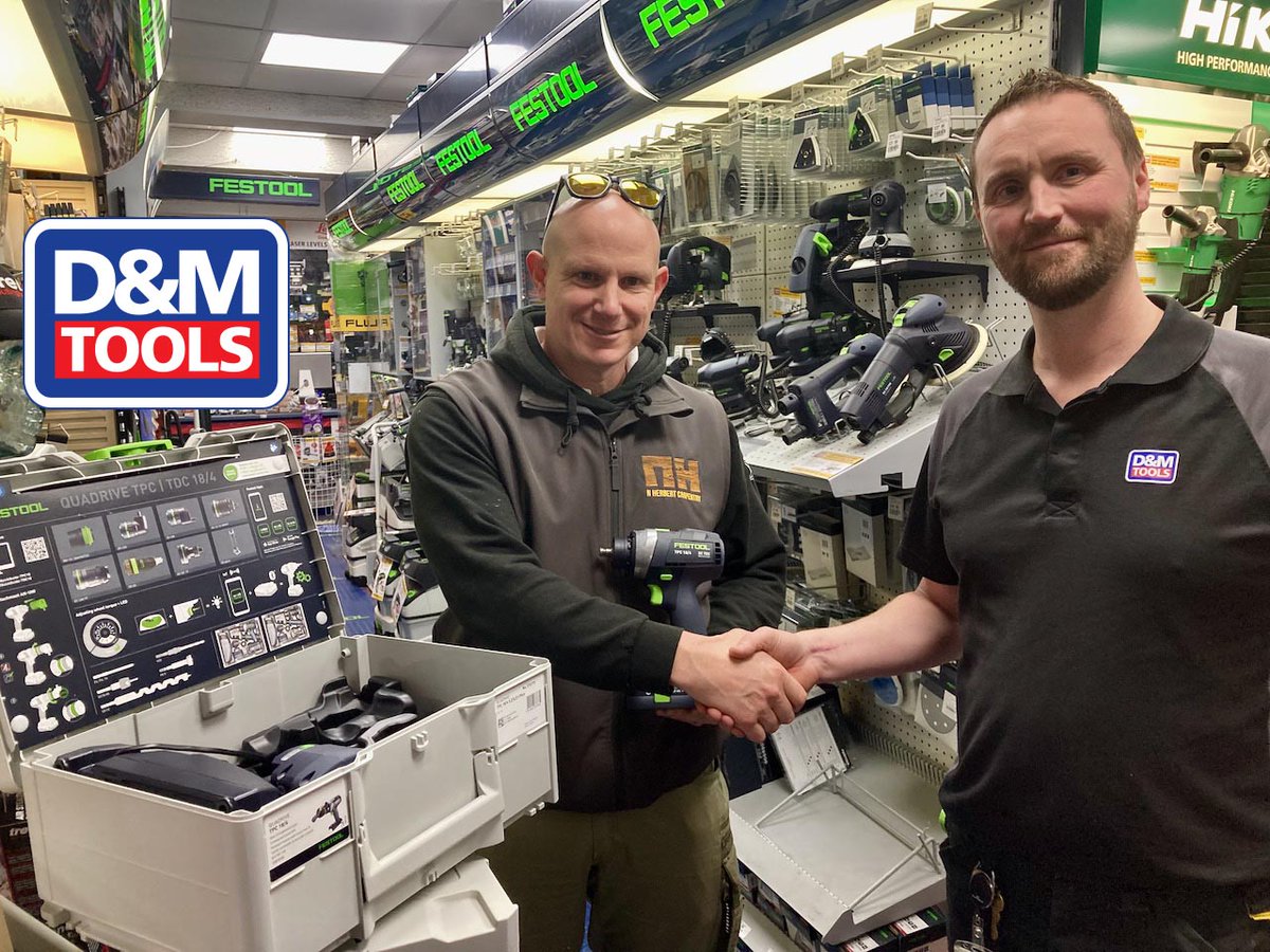 Congratulations to Neil Herbert (<a href="/carpentry_n/">NHerbertCarpentry</a> ), winner of the Festool  TPC Challenge at the D&amp;M Tool Show '22 at Kempton Park in October. 
He was presented with his TPC 18/4 Quadrive kit by Paul Lucas (Operations Manager) at our #Twickenham Superstore today. @Festool_GB
