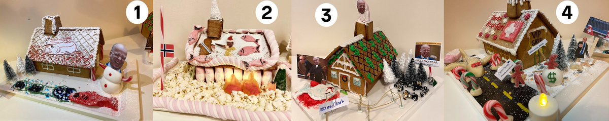 I tradisjonen tro har vi en årlig konkurranse internt i Nordnet om å lage det beste pepperkakehuset 🎅🎄 Nå trenger vi deres hjelp til å kåre vinneren 👑 Hvilket pepperkakehus synes du bør gå av med seieren? Stem ved kommentere nummeret på huset 1⃣2⃣3⃣4⃣👇