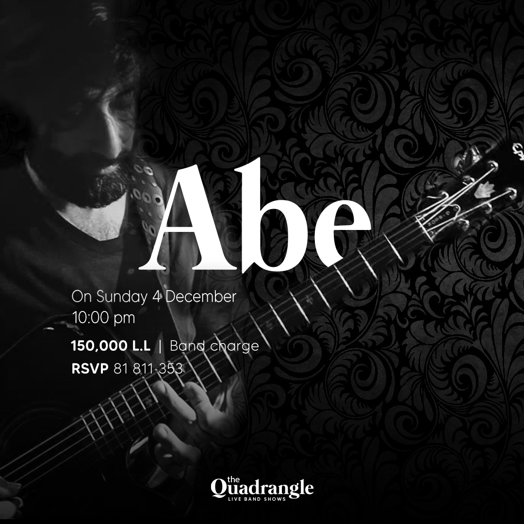 The_quadrangle's tweet photo. Join us at The Quadrangle this Sunday 4 December, at 10 PM and enjoy Abe playing. Band charge 150 000 LBP.
For reservations 81 811 353 https://t.co/Iu9xkWoUwK