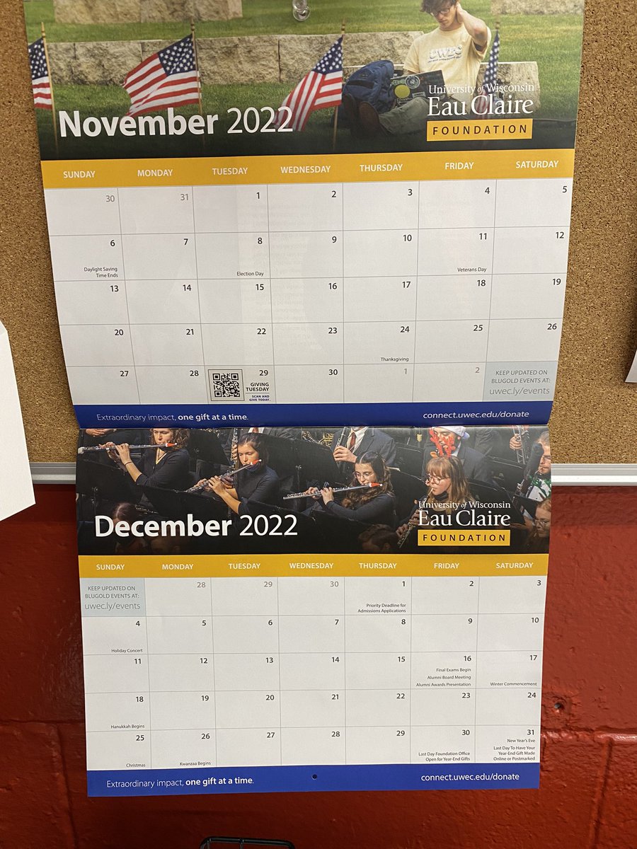 JPat_Highlander's tweet photo. Who doesn’t look forward to getting their new @UWEauClaire Alumni calendar?!?!? #blugold https://t.co/zPcT6nsL70
