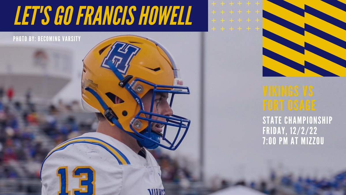 STATE CHAMPIONSHIP GAME 💛💙The FHHS Vikings - with a perfect record of 13-0 this season - will face off with Fort Osage at 7 p.m.

H-O-W E-L-L! LET'S GO VIKINGS!