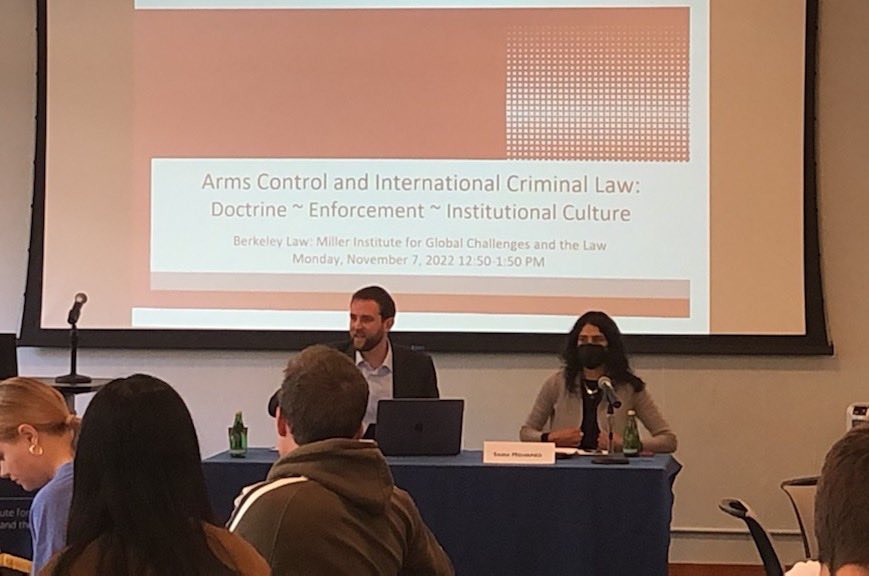 RethinkingSLIC's tweet photo. On 7th of November, SLIC member @TomHamilton spoke at @BerkeleyLaw on Arms Trade and International Criminal Law which was moderated by Professor Saira Mohamed of Berkeley Law and organised by Professor Christopher Kutz with Professor Saira. 

More at: https://t.co/T98NiOAiyq https://t.co/vUZlBQPR2d
