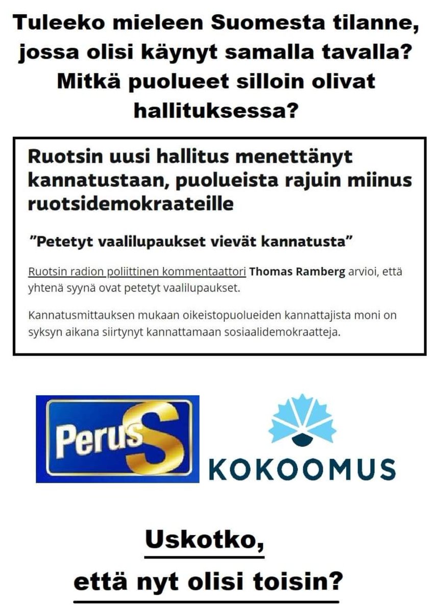 Jopijoo1's tweet photo. Minä toivon, että äänestäjien silmät avautuvat Suomessa... https://t.co/xK94BX55vD