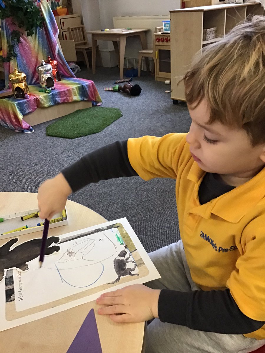 We have really enjoyed learning the story, “We’re going on a Bear Hunt” This week, we have drawn a beautiful picture of our favourite part of the story and added marks to ascribe meaning.