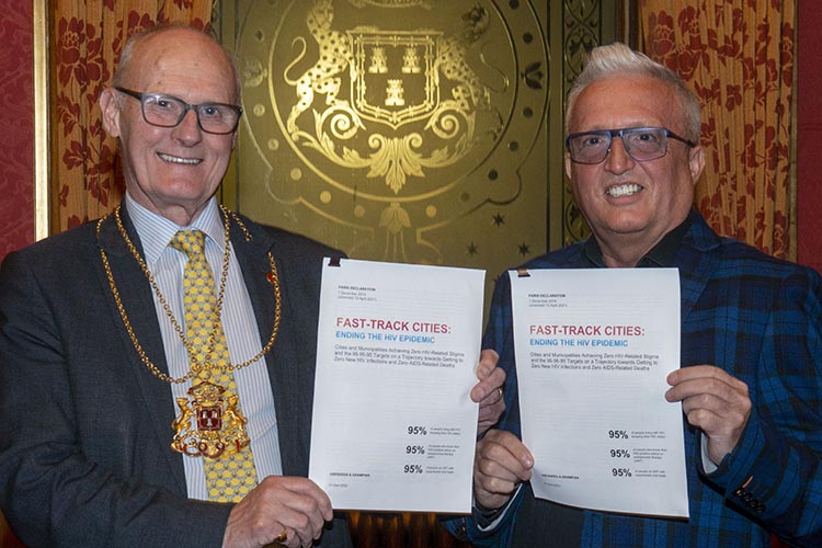 Yesterday, on World Aids Day 2022, Lord Provost of Aberdeen &amp; Our Positive Voice resign Aberdeen &amp; Grampian to the Fast Track Cities iniatative with the updated declaration.
<a href="/FastTrackCities/">Fast-Track Cities</a> <a href="/IAPAC/">IAPAC</a> <a href="/FTC2030/">Fast-Track Cities Institute</a> <a href="/cojast/">Colin Stewart</a>