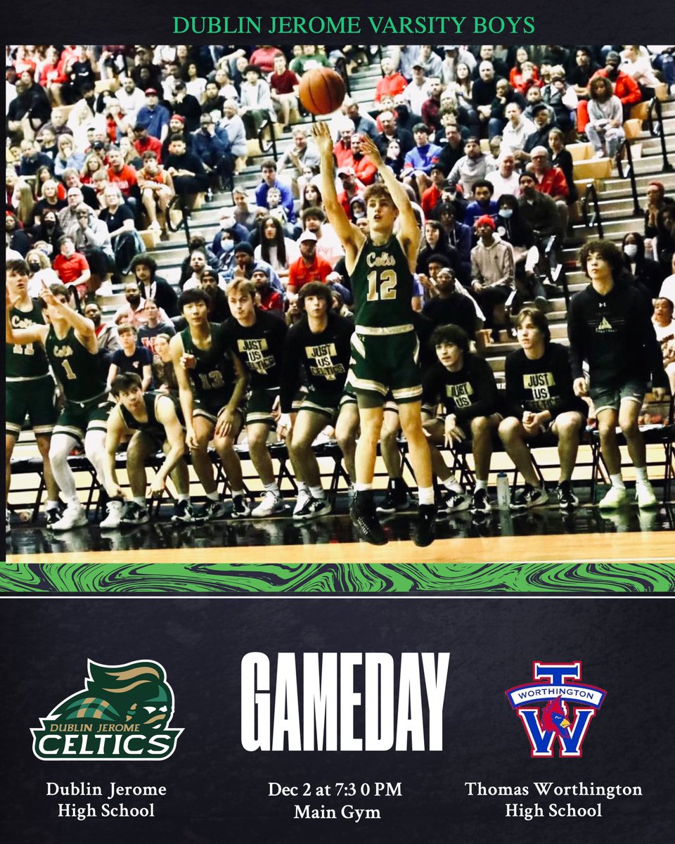 💥GAMEDAY💥Don’t miss the fun! It’s also Jerome Travel Team night for our future Celts. Players, wear your jersey &amp; get in free. 
⏰Varsity 7:30, JV 6:00, F 4:30 TONIGHT @ Dublin Jerome
🎟 jeromeathletics.net/event-tickets 
📺 nfhsnetwork.com/schools/dublin… 
📻 gbsnradio.com