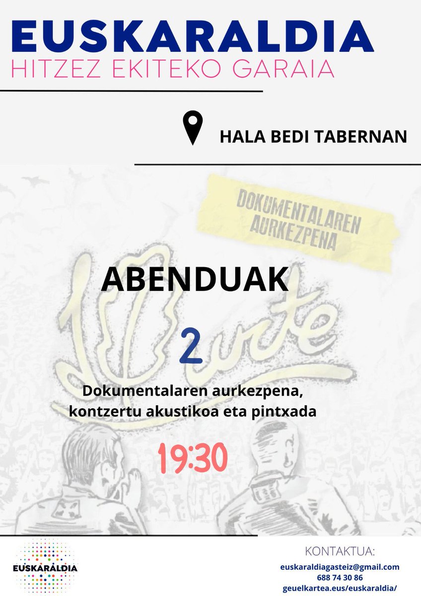 (Eu)Skaraldia jaialdiarekin emango diogu amaiera bi aste hauei Gasteizen! Gurekin ospatu nahi?

#HitzezEkiteko