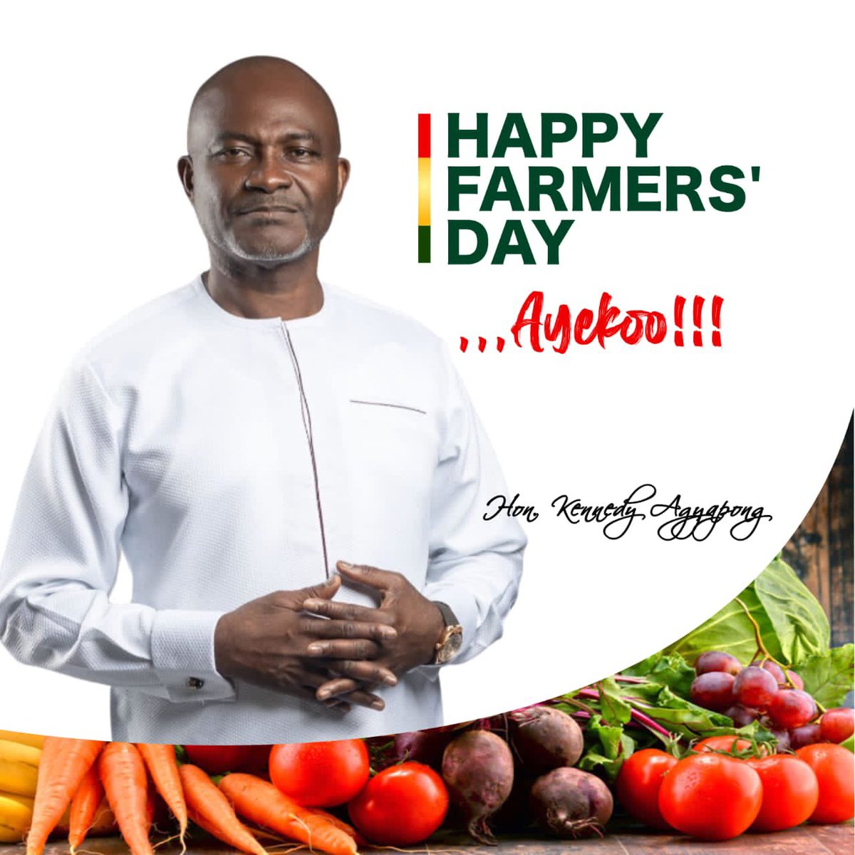 I want to say a big Ayekoo, to all our hardworking farmers, whose toil and sweat , as well as their dedication to duty, has brought us to this state of our national life. Happy Farmers Day to all Farmers. #KenAgyapong #Ghana #HappyFarmersDay