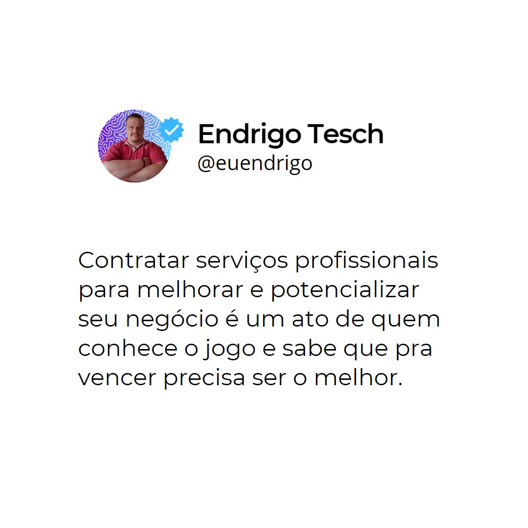 euendrigo's tweet photo. Enquanto você não tiver clareza de que é necessário entender o jogo das redes sociais e jogar com vontade esse game, você vai continuar parado assistindo a sua concorrência avançando.
Investir em serviços profissionais é o que te faz jogar o game em condições de vencer. https://t.co/EPZjKnfwfl