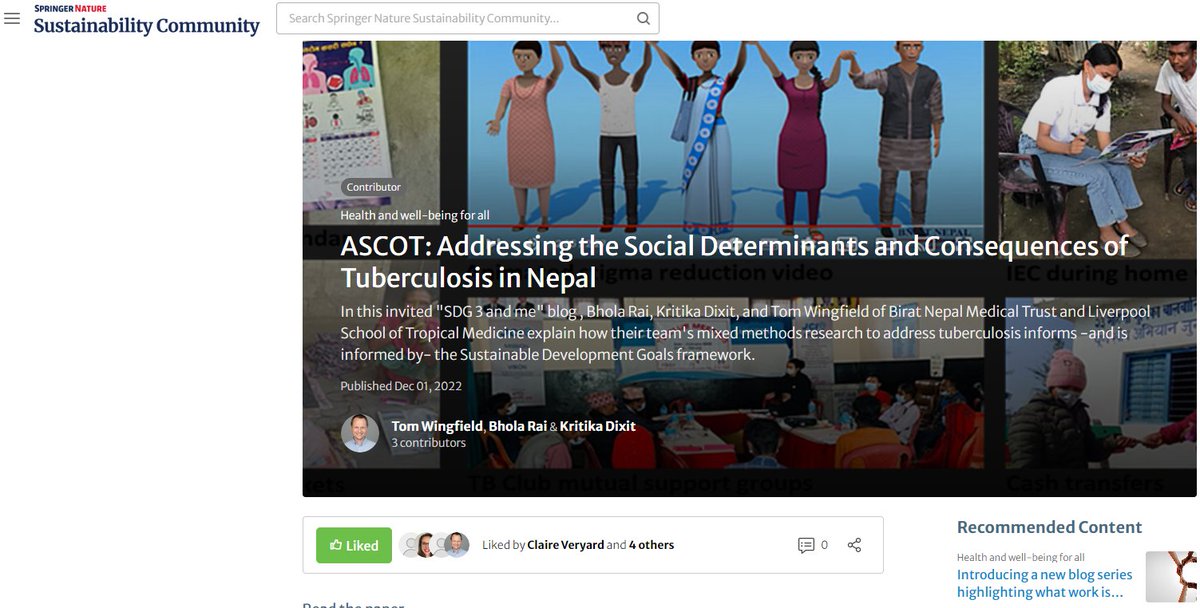 In this invited @SpringerNature blog, @BholaRai30 & @_KritikaDixit explain how our team's @UKRI_News funded research to end TB informs - and is informed by - the Sustainable Development Goals framework. 
@BiratNepal @LSTMnews @karolinskainst  #SDGs #ASCOT 
…inabilitycommunity.springernature.com/posts/ascot-ad…