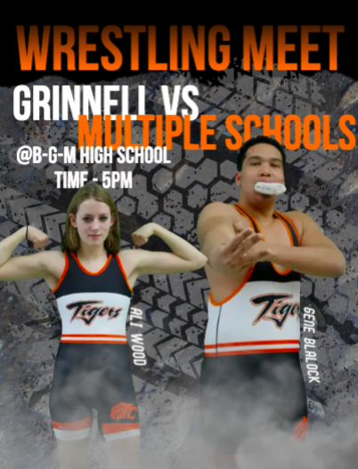 GRINNELL_AD's tweet photo. Tiger Wrestlers are back on the mat tonight!  
🤼‍♀️Girls Wrestling and JV Boys head to BGM!🤼‍♂️
⌚5PM 
🎟️ $3 adults and $1 students at the gate https://t.co/yT1UMisQBL