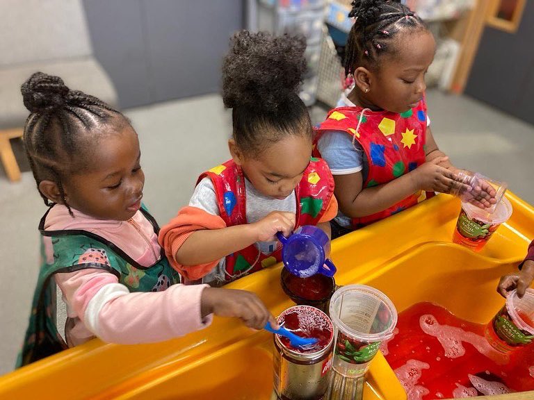 There are many learning opportunities in the water tray!

💦 They are cooperating &amp; sharing equipment
💦 They are using their fine &amp; gross motor skills
💦 They are learning about capacity &amp; using mathematical language such as empty/full/heavy/more/less