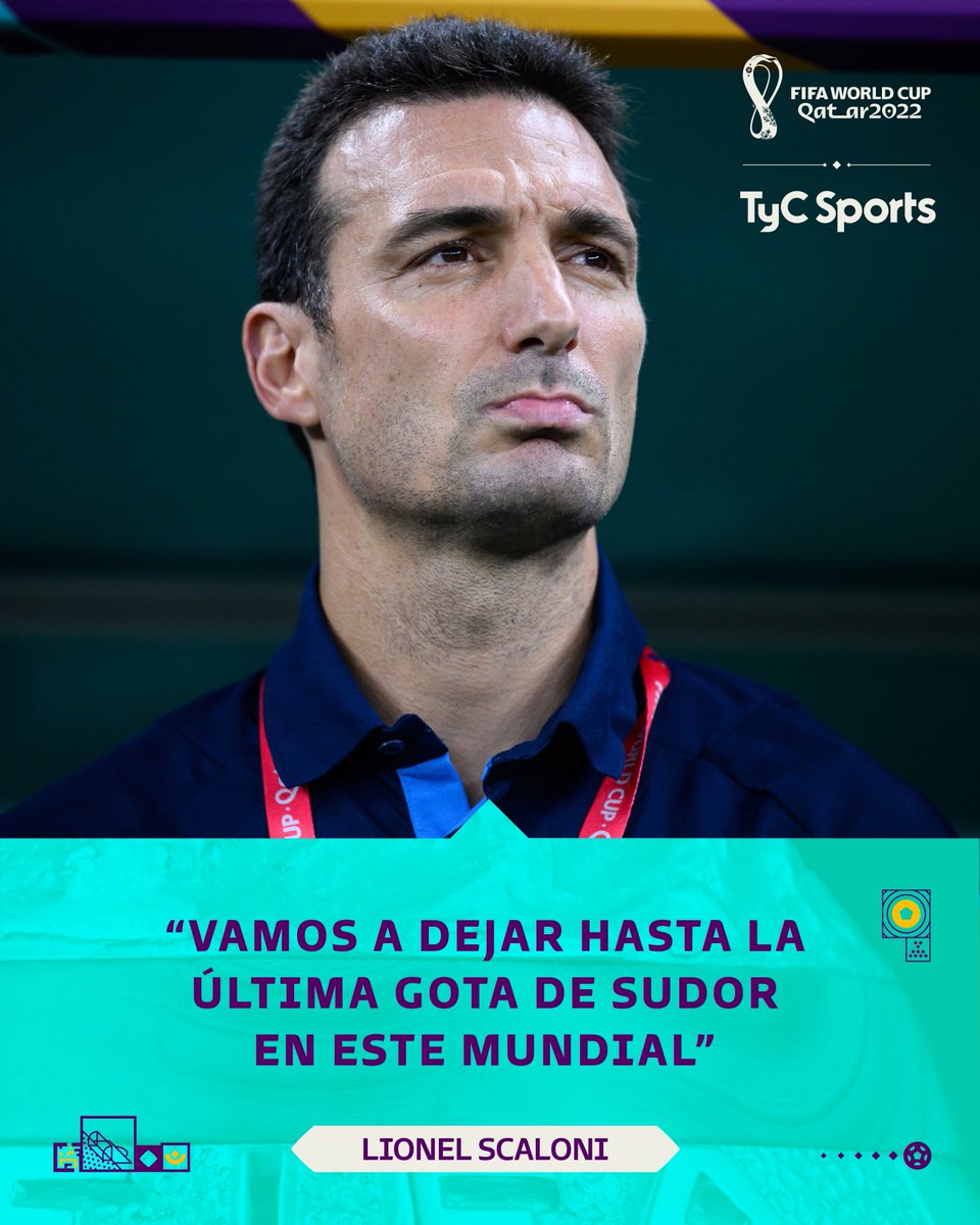 TyCSports's tweet photo. 🥹🇦🇷 A horas del cruce de octavos de final contra Australia, Lionel Scaloni le dejó un mensaje a todos los argentinos: "Vamos a dejar hasta la última gota de sudor en este Mundial. Vamos a competir, pero al final es fútbol". https://t.co/8QEPPuCwuC