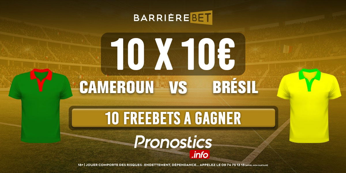 Paul_Ghielmi's tweet image. 🎁CONCOURS du jour !🎁
Donnez moi le score de Cameroun - Brésil

10 freebets de 10€ à gagner avec 
@barriere_bet

Conditions : follow mon compte + RT &amp;amp; ❤️ ce post
(TAS si besoin)

Inscription Barrière Bet : bit.ly/3pmWkrU (250€ offerts)

#TeamParieur #CONCOURS