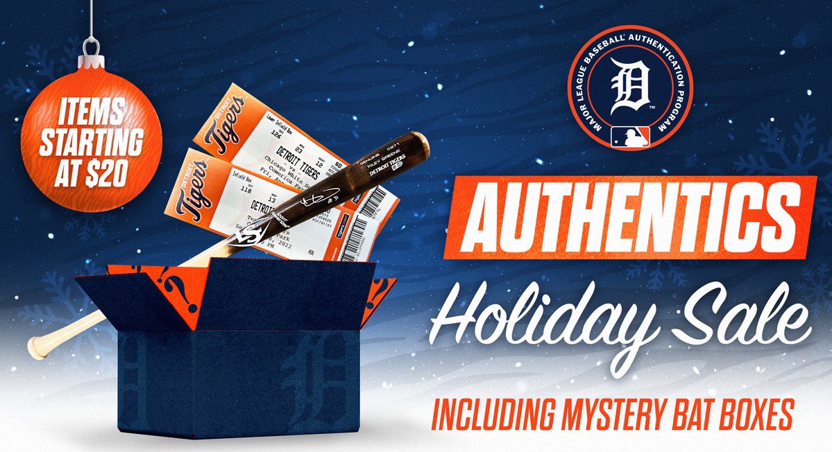 Detroit Tigers Authentics (@detauthentics) on Twitter photo #Giveaway - RT & FOLLOW <a href="/DETAuthentics/">Detroit Tigers Authentics</a> for a chance to win:
Mystery Box: Game-Used, Team-Issued or Autographed Bat
Two (2) winners will be picked at random and notified by DM on 12/4/22.
Don’t miss our On-Line Holiday Sale!
Prices start at $20! 🎁
atmlb.com/3OzsgaA #Giveaway - RT & FOLLOW <a href="/DETAuthentics/">Detroit Tigers Authentics</a> for a chance to win:
Mystery Box: Game-Used, Team-Issued or Autographed Bat
Two (2) winners will be picked at random and notified by DM on 12/4/22.
Don’t miss our On-Line Holiday Sale!
Prices start at $20! 🎁
atmlb.com/3OzsgaA