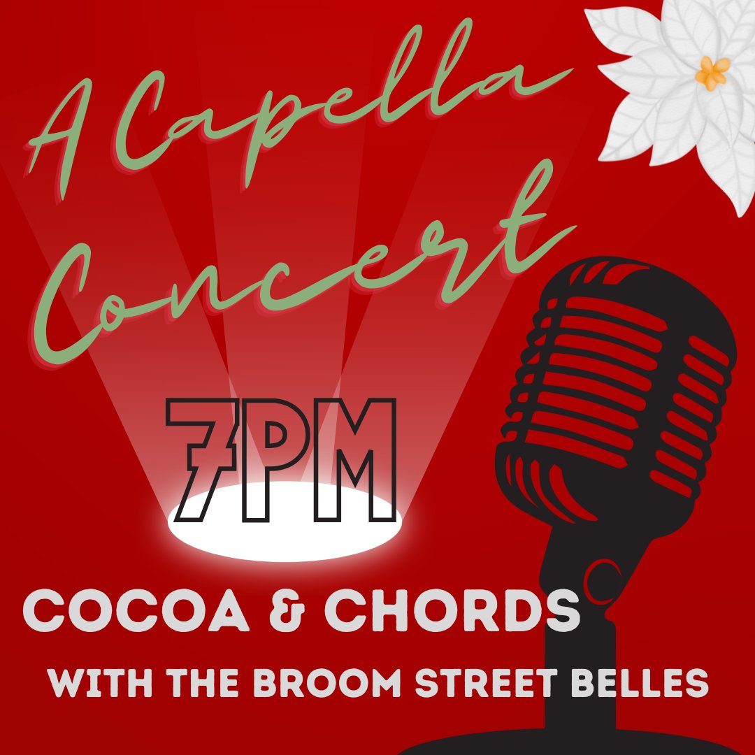 PaduaMediaGroup's tweet photo. Tonight, join the Broom Street Belles for Cocoa and Chords at 7 pm! There will be cocoa, cookies, and holiday fun! The entrance is free, but there is an optional donation at the door. https://t.co/aMD29wQubl