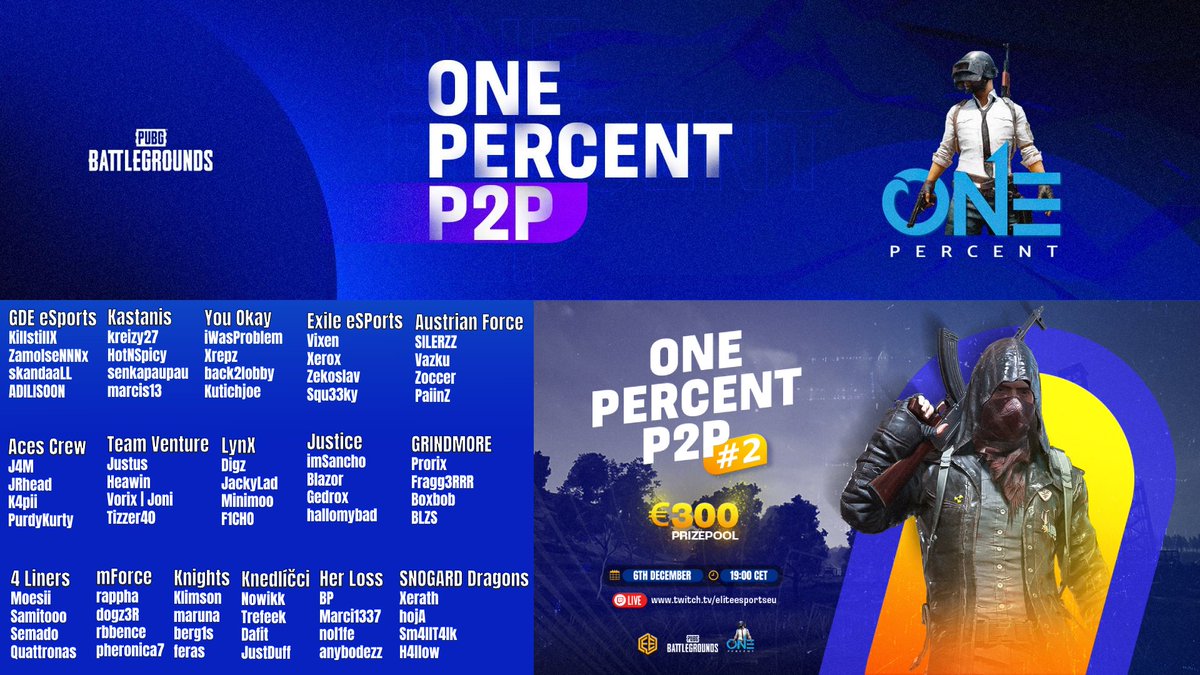 Finally our P2P #2 has been announced and the teams are confirmed! 6th of December live with @ELITEeSportsEU these teams will battle for €300 in a bo6!
