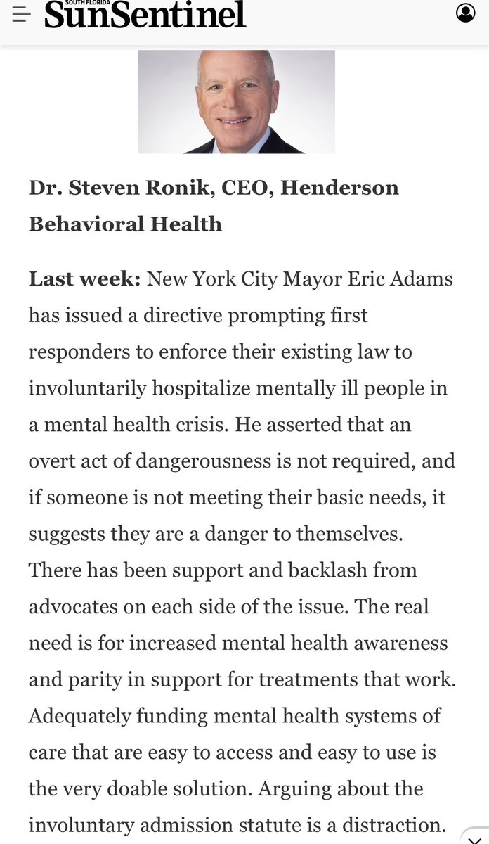 My #SF100 in this week’s @SoFlaOpinion Let’s focus on what is really needed. @NationalCouncil @mhca @Floridabha__ @HendersonHlth