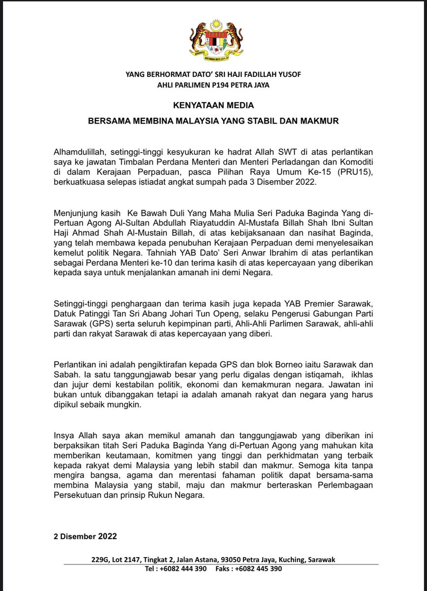 Menjunjung titah, memikul amanah. Moga segalanya dipermudahkan Allah SWT…Aamiin