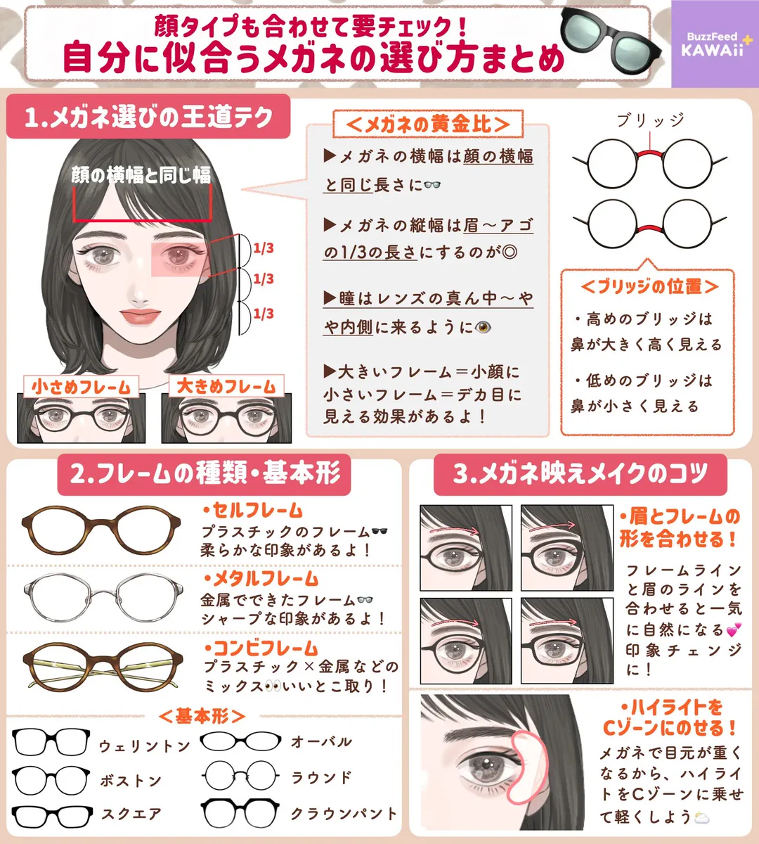 メガネを使っている人必見！自分に似合うメガネの選び方のとっても分かりやすいまとめ！