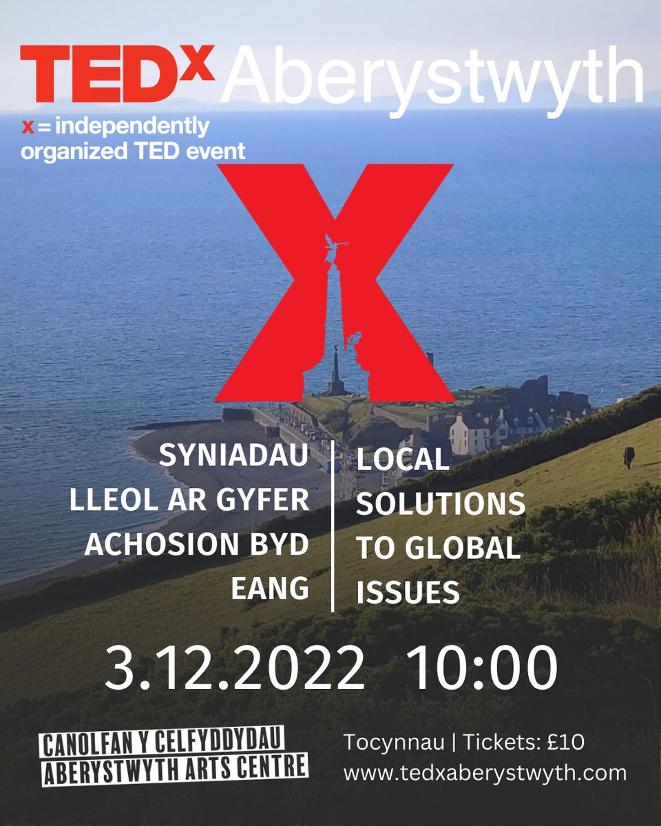 Prifysgol Aberystwyth (@prifysgol_aber) on Twitter photo Bydd ein hymchwilwyr yn siarad yfory yn <a href="/tedxaberystwyth/">TEDxAberystwyth</a>, cynhadledd TEDx a drefnir yn lleol sy’n ceisio lledaenu’r syniadau sy’n werth eu rhannu.
🎟️ Tocynnau ar gael yma: bit.ly/3B1paH2 Bydd ein hymchwilwyr yn siarad yfory yn <a href="/tedxaberystwyth/">TEDxAberystwyth</a>, cynhadledd TEDx a drefnir yn lleol sy’n ceisio lledaenu’r syniadau sy’n werth eu rhannu.
🎟️ Tocynnau ar gael yma: bit.ly/3B1paH2