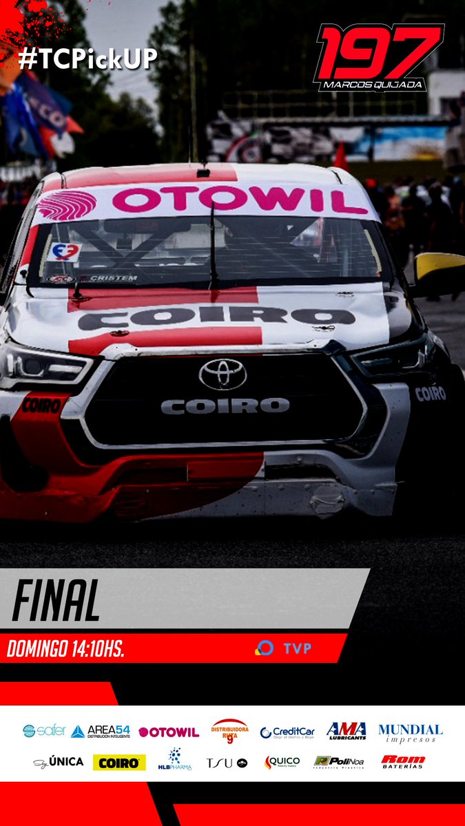 MarcosQuijada15's tweet photo. #TCPickUP 👉 Encaramos la última del año con la #Hilux en San Nicolás! 30 puntos nos separan de la cima de la #CopaShell y la ilusión está intacta!
@Dole_Racing
📱 @mtintegralpress | 📸 @fabi_calo https://t.co/rhZQ9DzAF0