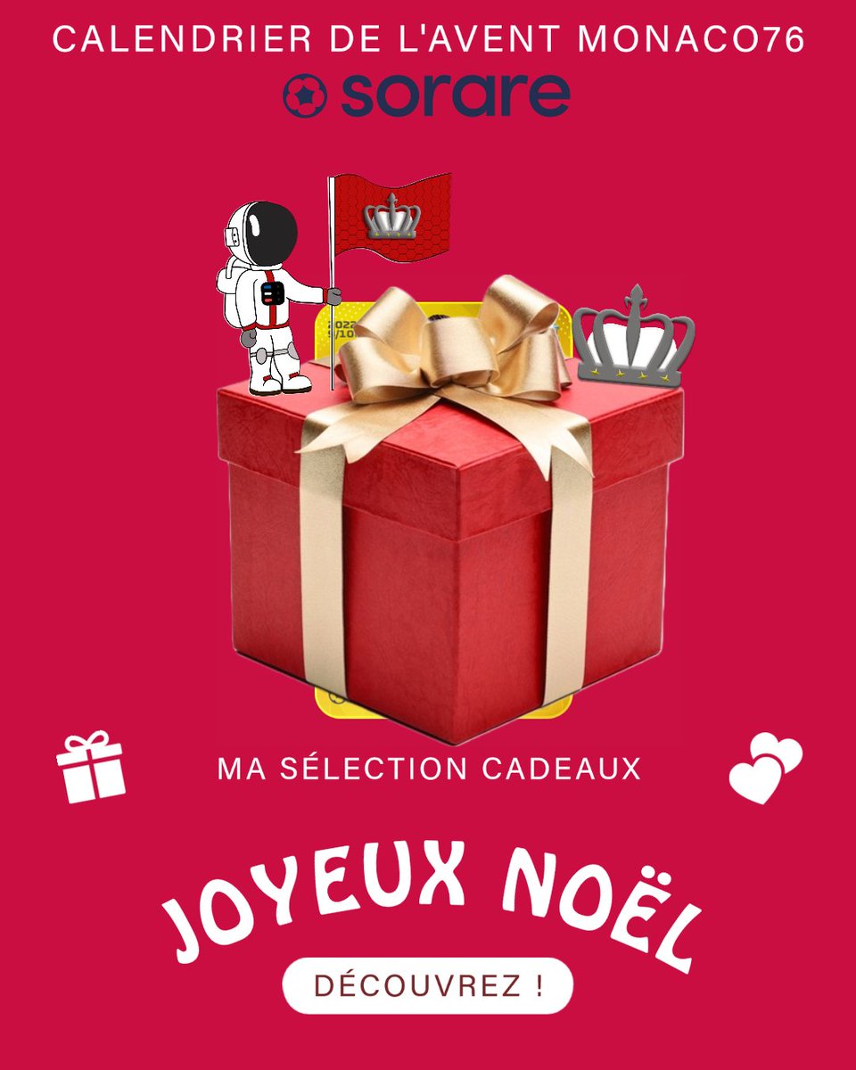 Monaco76_Yt's tweet image. 🎄Calendrier de l'Avent 02/12🎄
-&amp;gt; 1 jour 1 gagnant cadeau d'une valeur de 5 € à 100€! 
C'est parti jusqu'au 25 décembre je fais gagner une choco-carte #sorare 
Pour participer : 
- Retweet &amp;amp; Follow 
- Follow ma Chaîne Youtube : youtu.be/P1haamhhY3o 
Tirage chaque soir 21h!