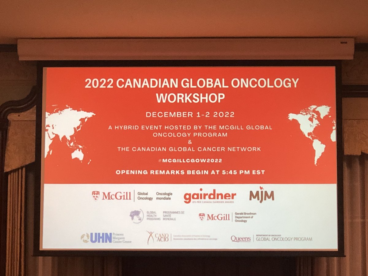 Excited to be <a href="/mcgillu/">McGill University</a> for the 2022 Global Oncology Workshop, supported by the <a href="/GairdnerAwards/">Gairdner Foundation</a>. Great collaboration across the Canadian Global Cancer Network, and with the support of many global partners.