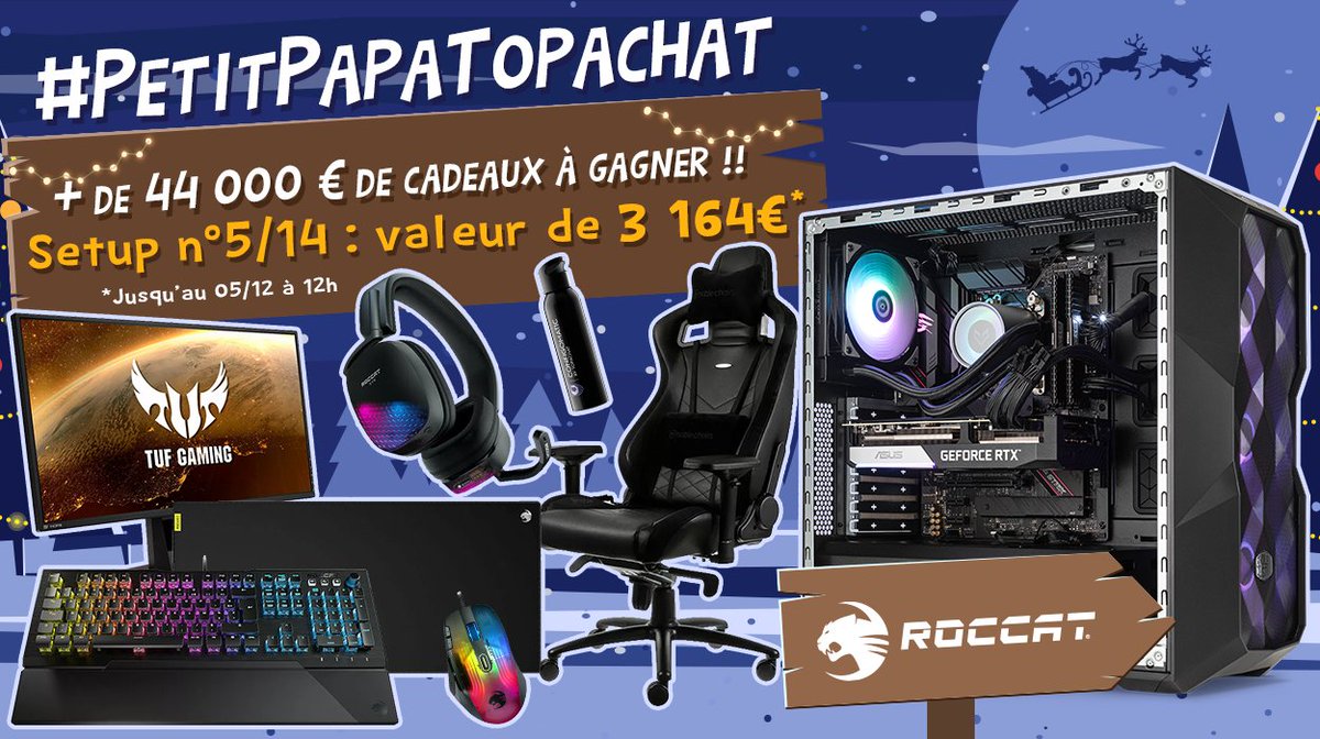 TopAchat's tweet photo. @ROCCATFrance 🎄 #PetitPapaTopAchat 
Le #Setup5 est aussi à gagner sur TikTok ! 

Participe partout, mets toutes les chances de ton côté et croise les doigts pour remporter ce setup complet de 3164 € ! 🤞

https://t.co/oZdaSC4LAt https://t.co/M7gLvQpxFZ