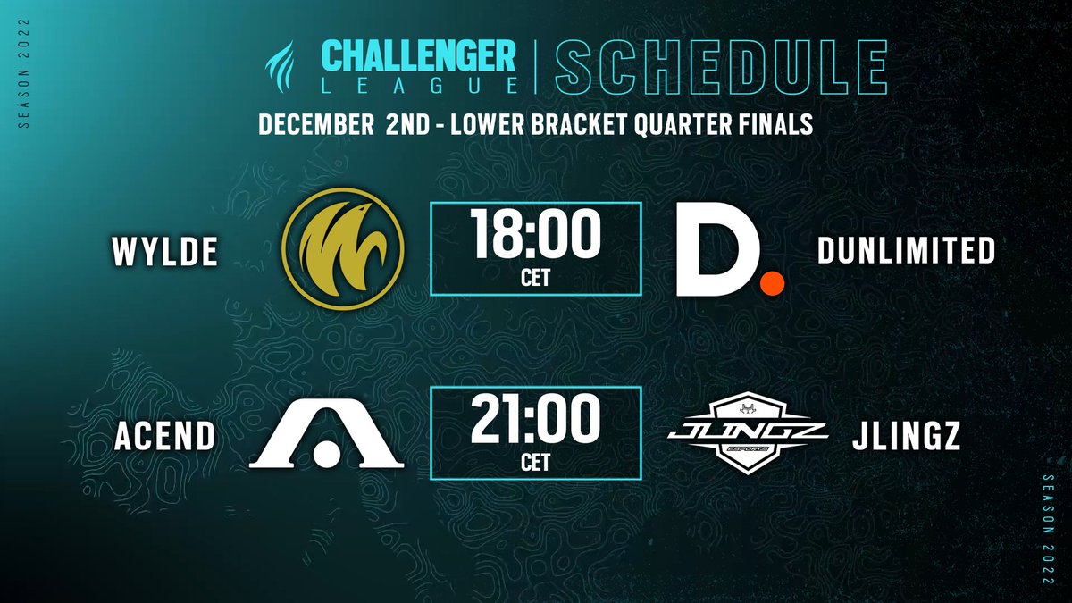 #R6EUCL returns today! Two teams shall be eliminated, and two others will stay alive for the final phase of the season!

18:00 CET: <a href="/WYLDE_gg/">WYLDE⚡️</a> vs. <a href="/VyalieP/">Dunlimited R6 LFO</a> 
21:00 CET: <a href="/AcendClub/">ACEND CLUB</a> vs. <a href="/JLINGZesports/">JLINGZ Esports</a>