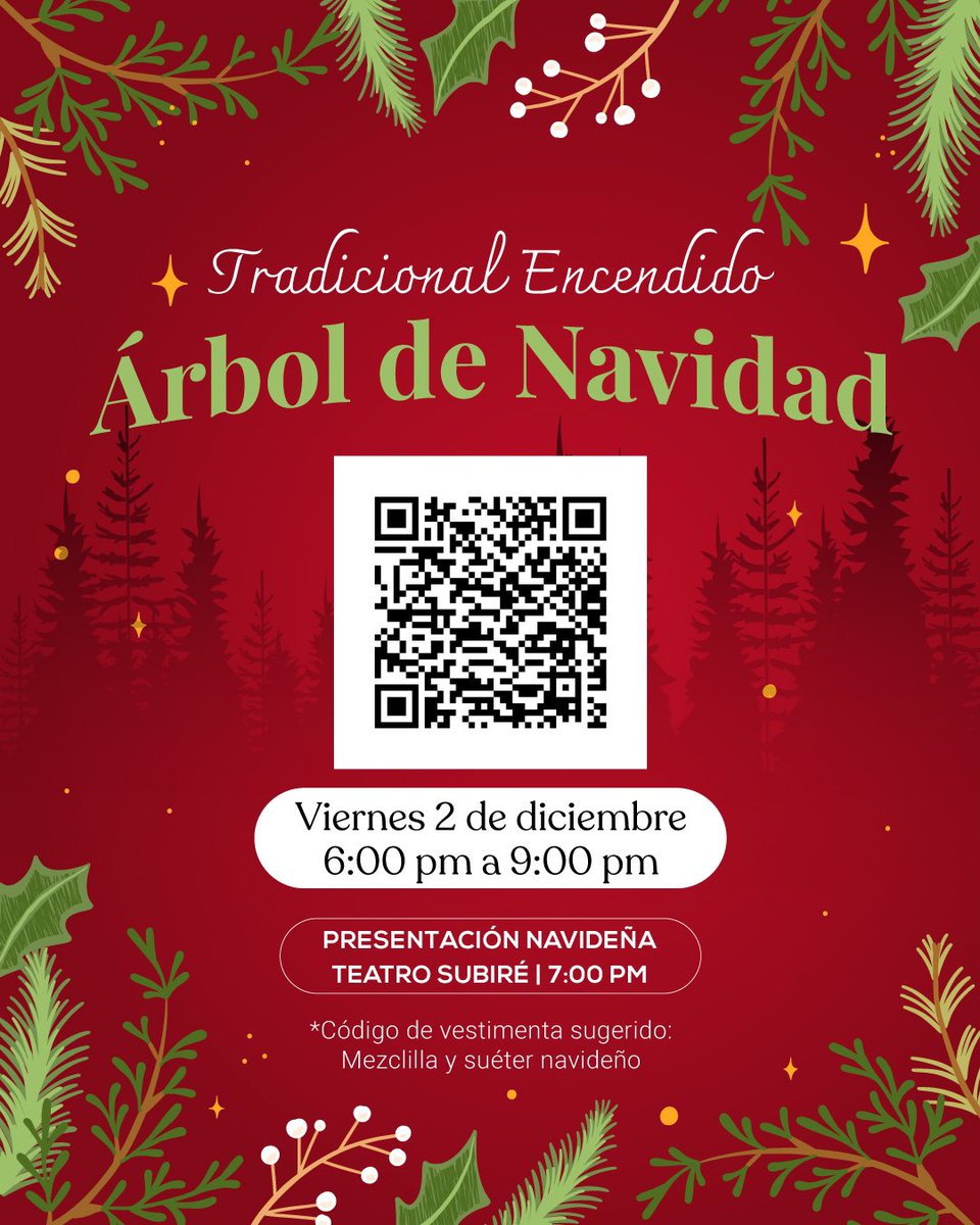 ¡Es hoy, es hoy! 🎄

¿Estás listo para nuestro tradicional encendido del árbol? 🤩

¡Nos vemos el día de hoy a las 6:00 pm en nuestras instalaciones! 

👉🏼 Recuerda que debes registrarte, escanea el código QR o ingresa al siguiente link:

eventbrite.com.mx/e/encendido-de…