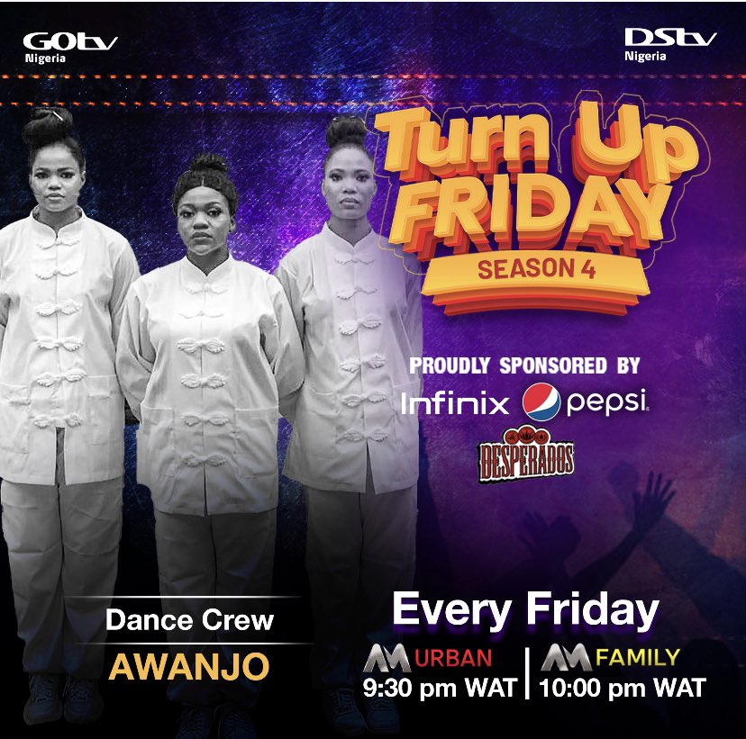 Get ready for the ultimate couch party with the Energy Gad himself <a href="/iamDo2dtun/">Do2dtun Energy gAD</a>, Awanjo <a href="/AwanjoCompany/">AWANJO DANCE COMPANY</a> and Dj Phatt <a href="/deejayphatt/">DJ Phatt</a>.  The plug? CH 153 at 9:30pm and CH 154 at 10pm! Leggo
#turnupfridaywithinfinix #turnupfridaywithpepsi