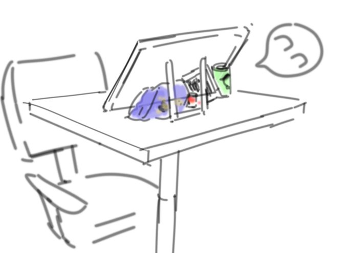 液タブ裏のこのスペース、リスの家の如く食べかけのお菓子置きがち↓ 